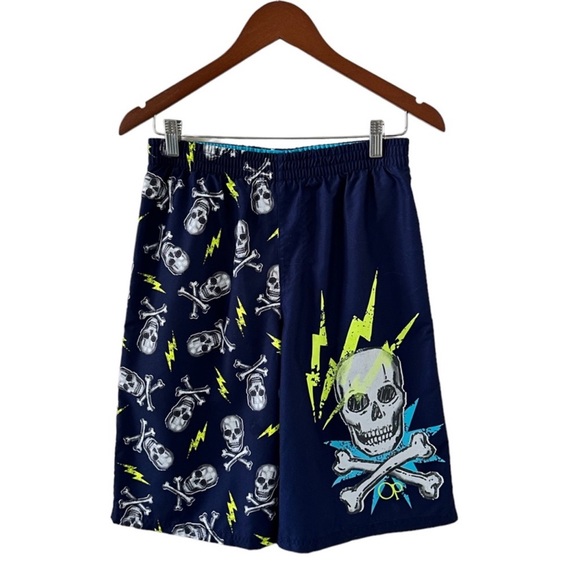 OP Navy Skull Print Swim Trunks Size XL - Picture 1 of 5